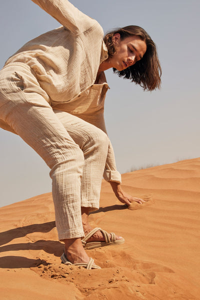 Beige Linen Comfort Shirt & Pant Set