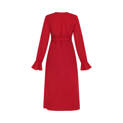 Houli midaxi wrap dress red invisible mannequin
