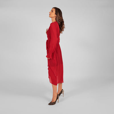 Houli midaxi wrap dress red