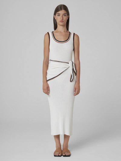 MAY Tencel knitted dress with hand-crochet details white