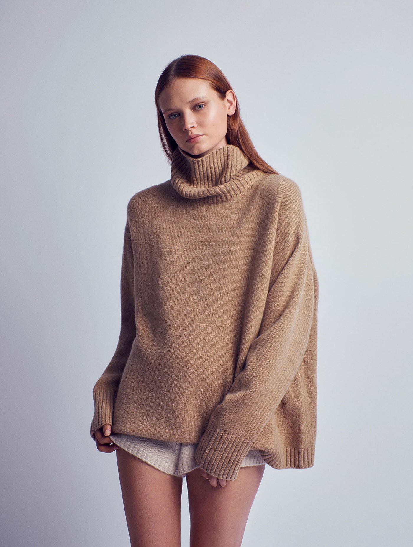 ADA Cashmere knitted turtleneck sweater Camel