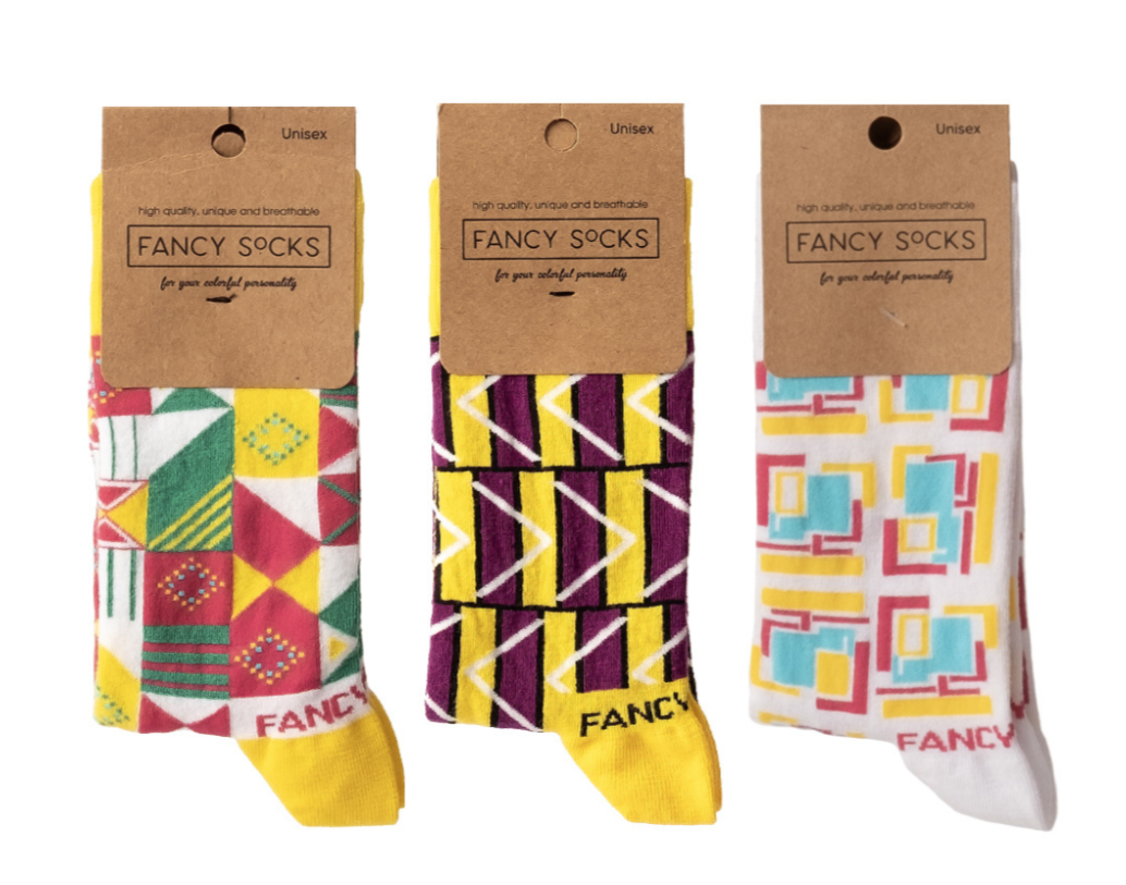 3 Pack Yellow-Purple-White Set of Socks