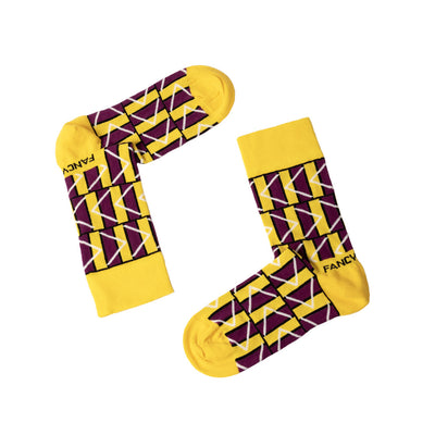 2 Pack Purple and White Geometric Socks