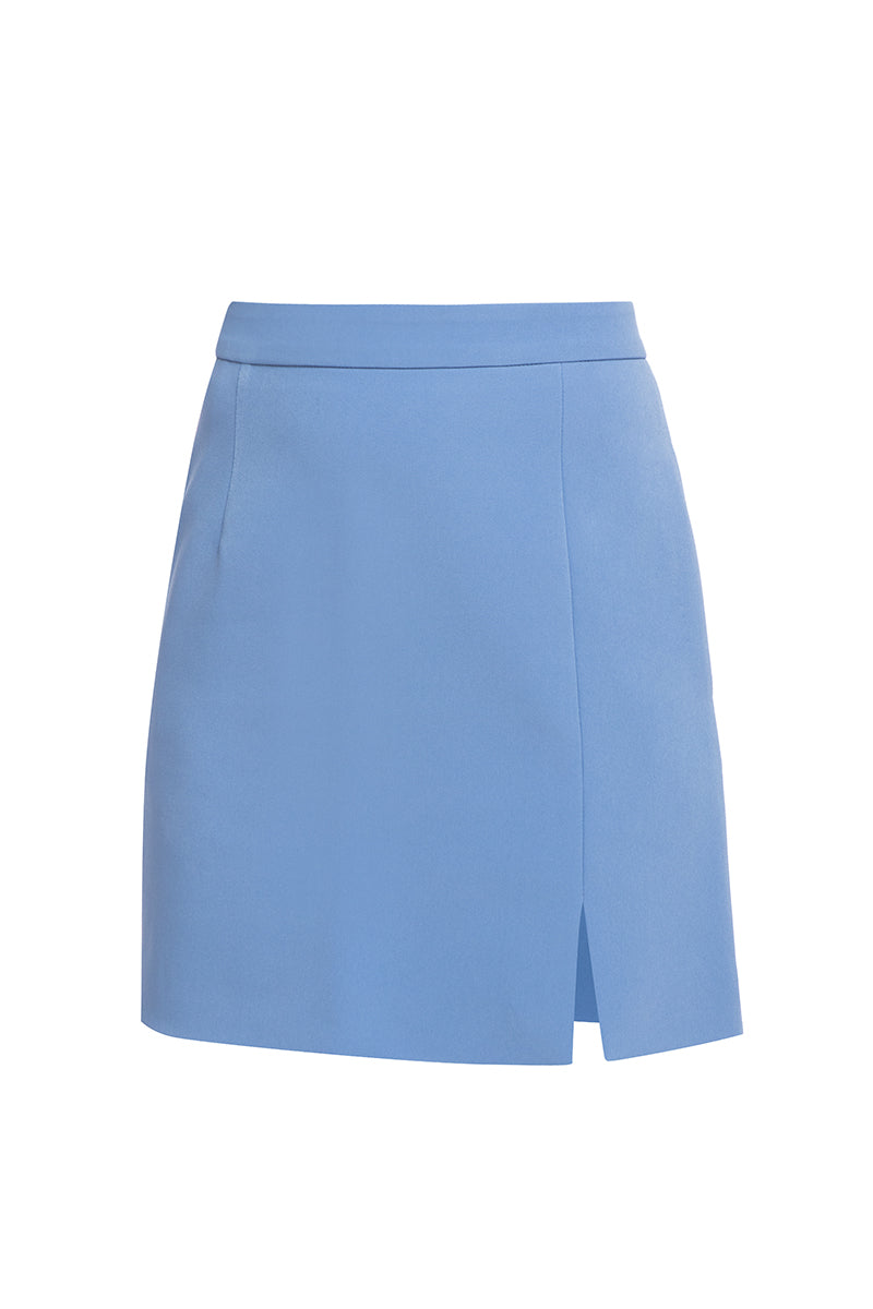 Blue twill mini skirt