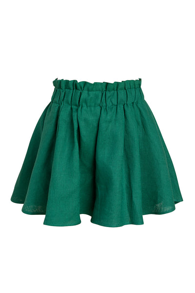 High waist linen flowy shorts in green