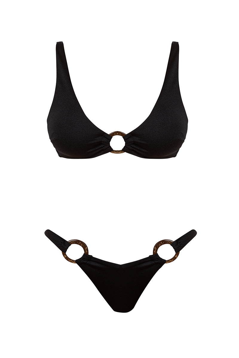 COCO RINGS BLACK bikini set with ring details