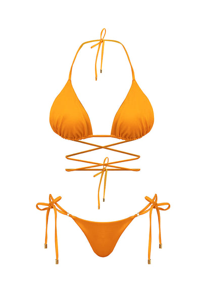 Jolie triangle wrap around bikini set in orange