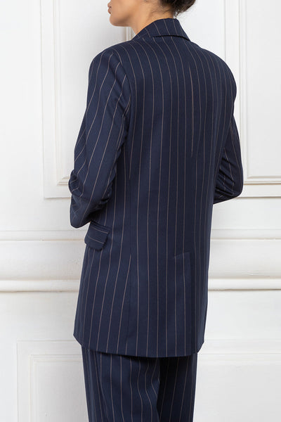 Pinstripe oversized twill blazer in Navy