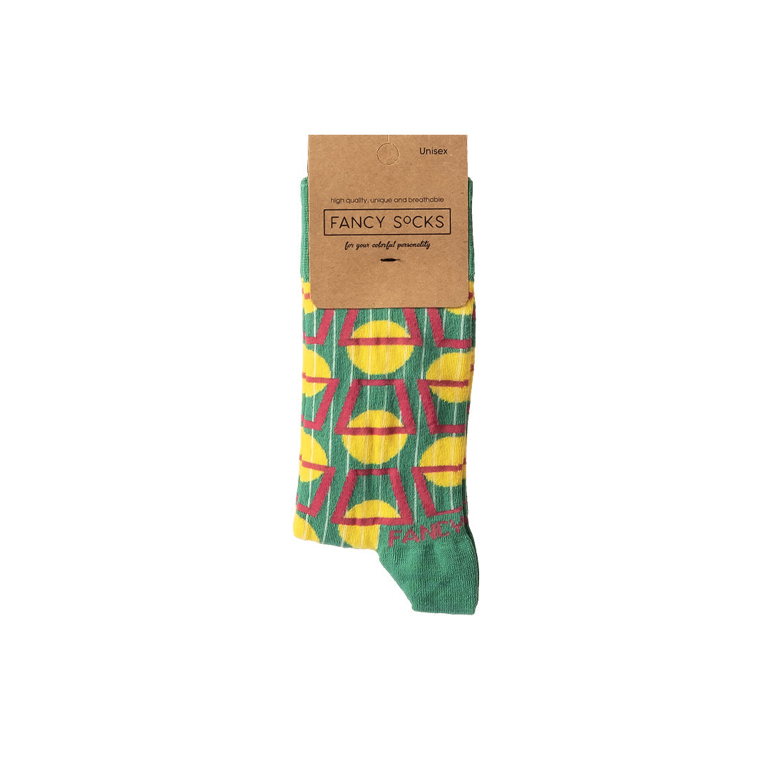 2 Pack Green and Purple Geometric Socks