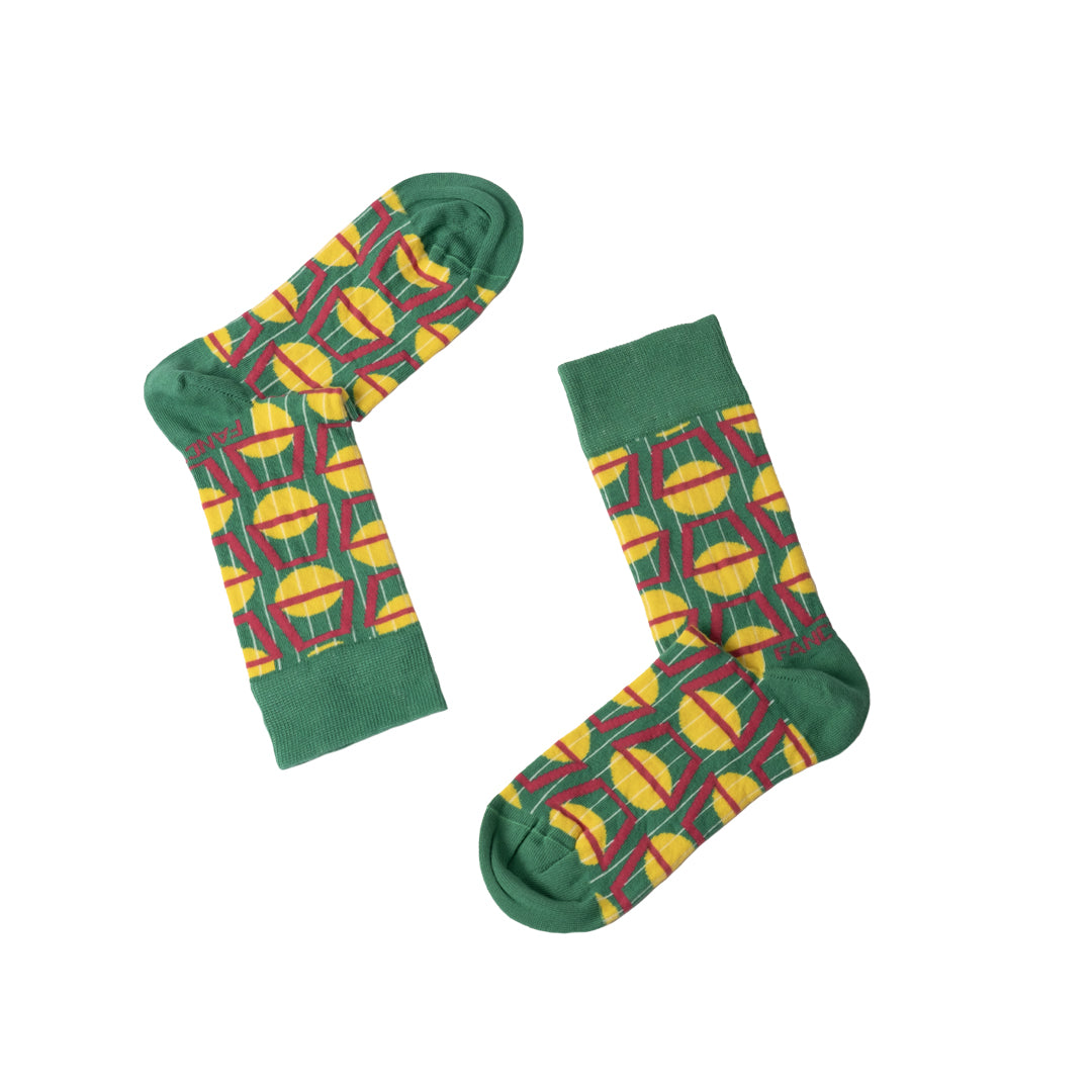 2 Pack Green and Purple Geometric Socks