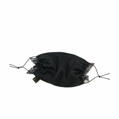 Black satin face mask with tulle frills on the side