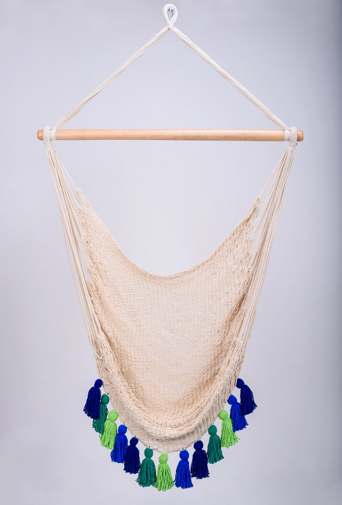 Deluxe Natural Cotton Hammock Swing with Rainforest Inspired Tassels