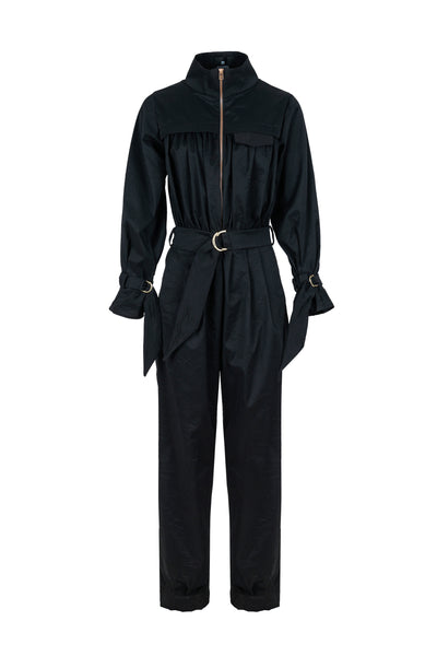 Pleated Black Jumpsuit