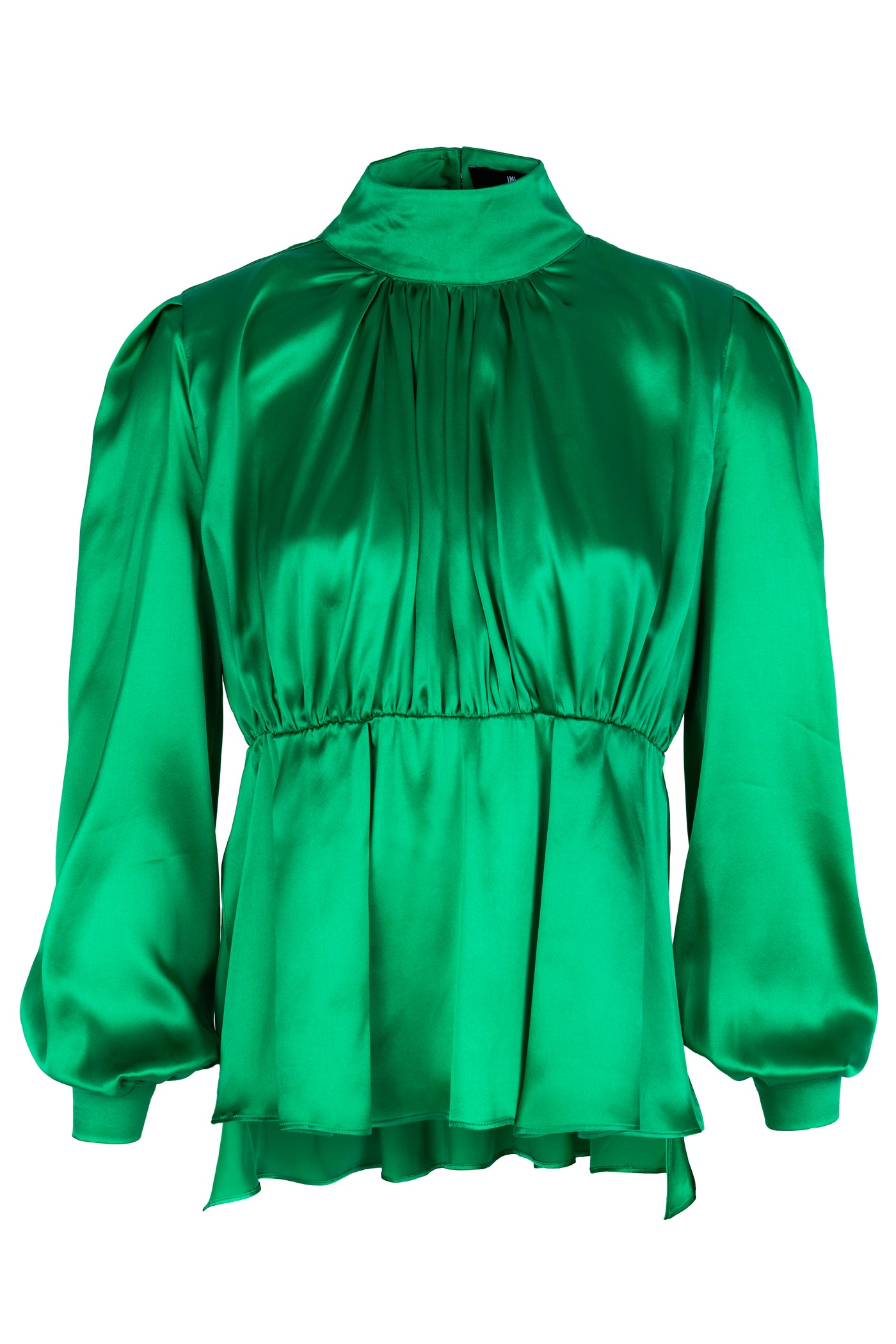 Ruffled Green Silk Blouse