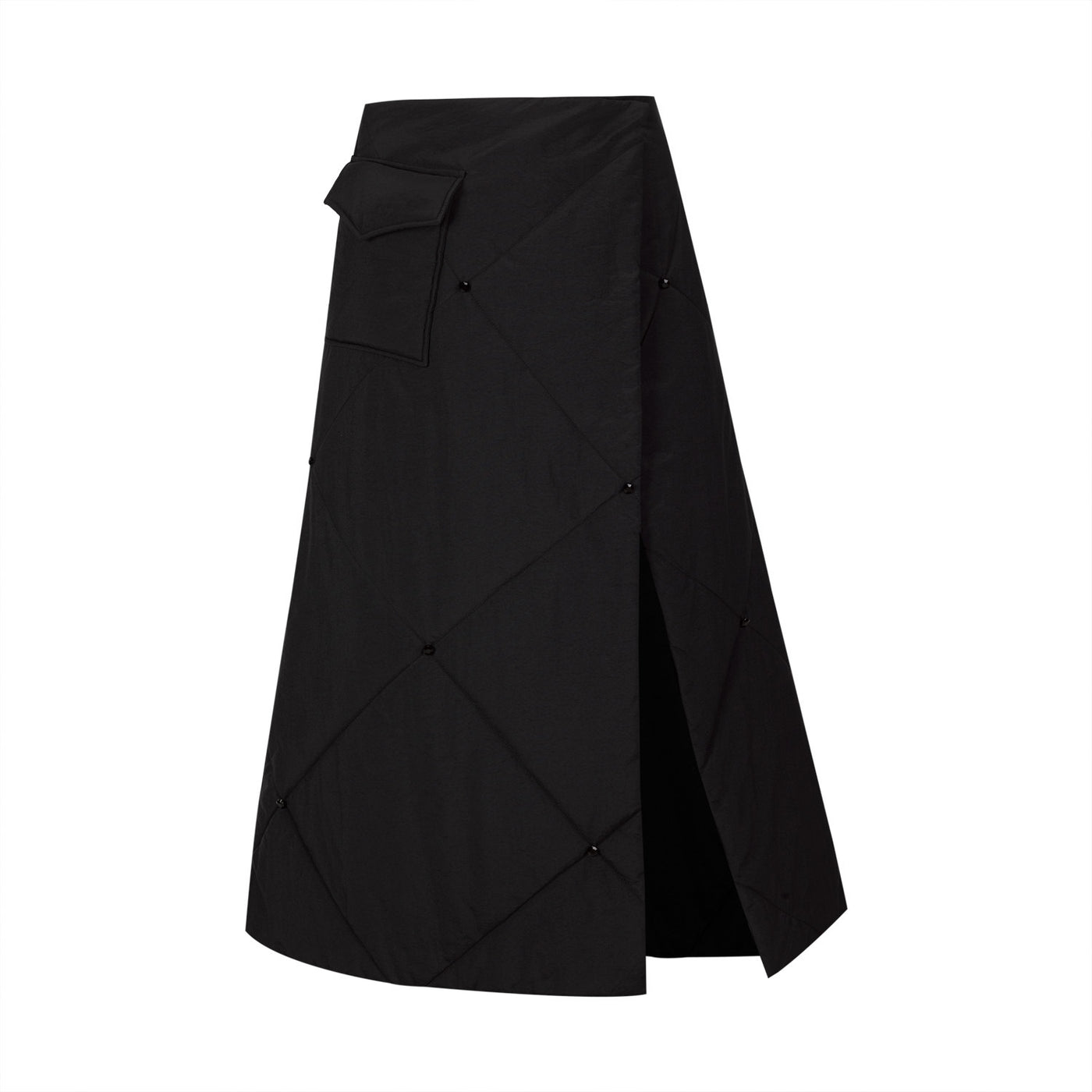 Black Midi Padded Skirt
