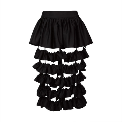 Black Cotton Ruffled Skirt