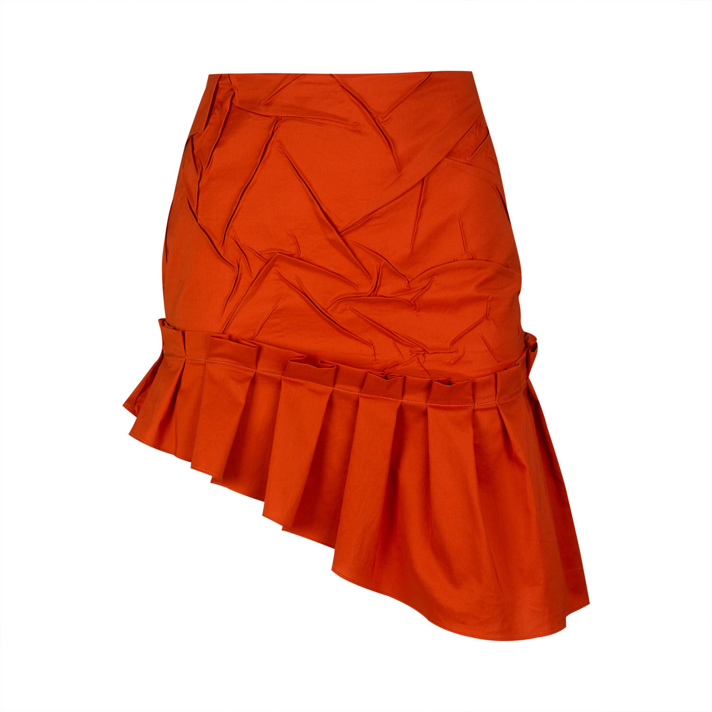 Orange Mini Skirt with Asymmetrical Frill