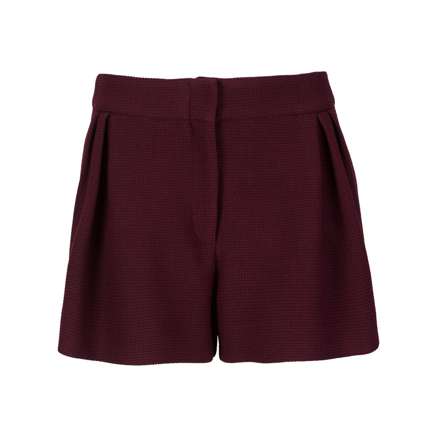 Bordeaux Piqué Knit Shorts with Pleats