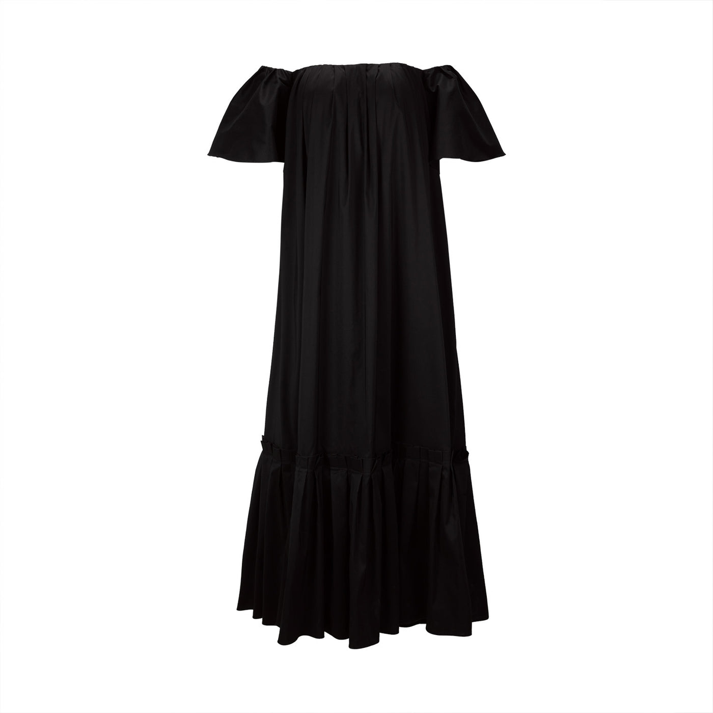 Black Long Bandeau Dress with Ruffles