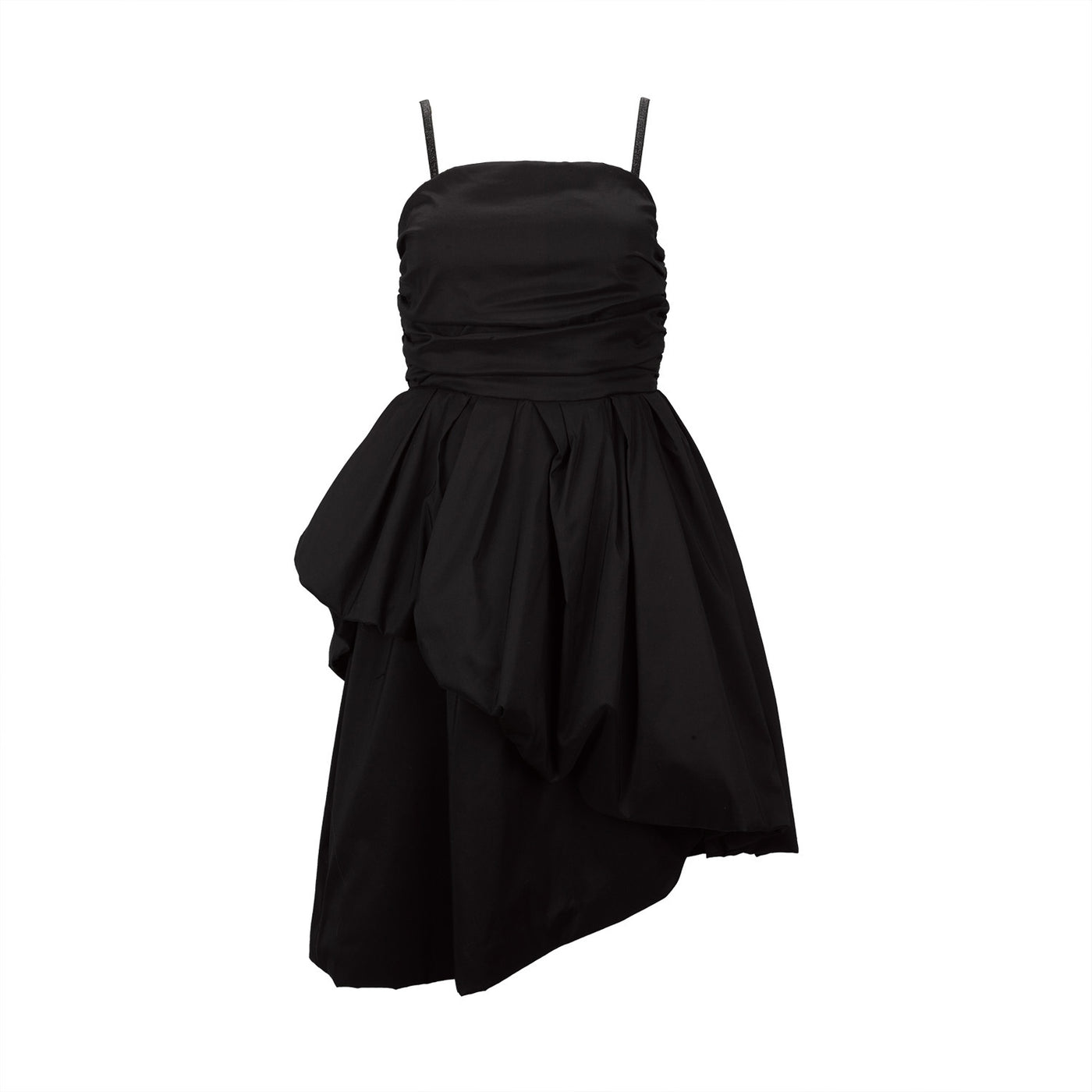 Black Deconstructed Dress with Straps