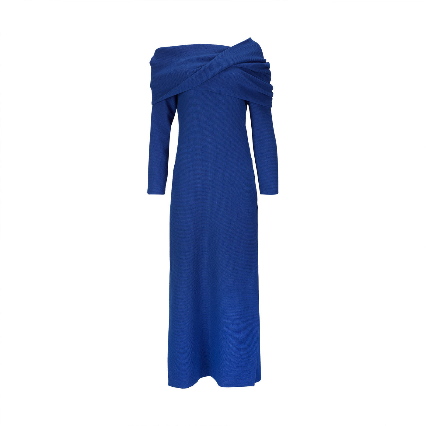 Blue Dress with Deconstructed Cape