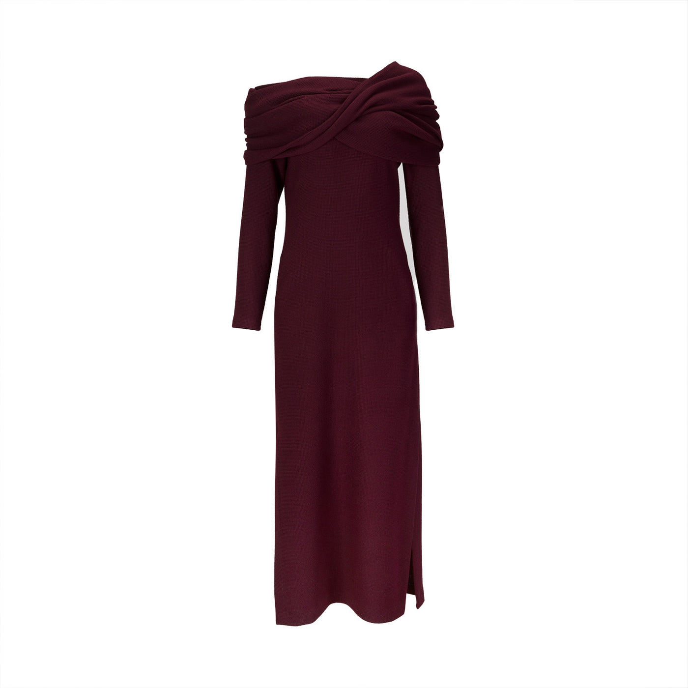 Bordeaux Dress with Deconstructed Cape