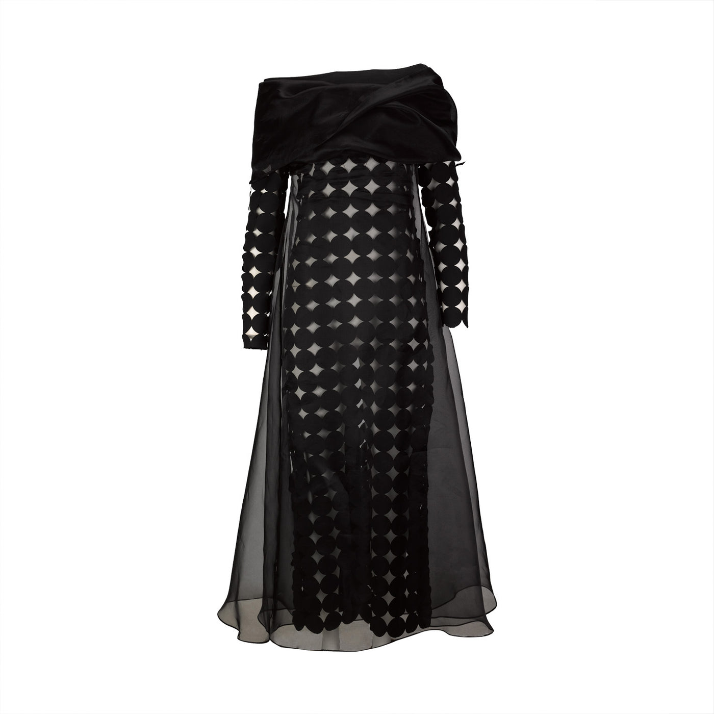 Black Silk Organza Dress with Interior Lasercut