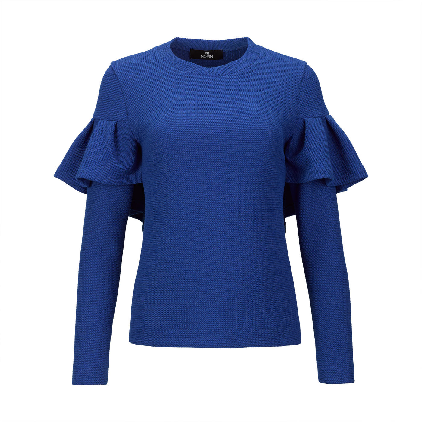 Blue Knitted Sweater with Frill