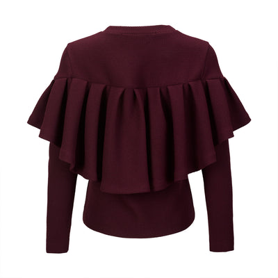 Bordeaux Knitted Sweater with Frill
