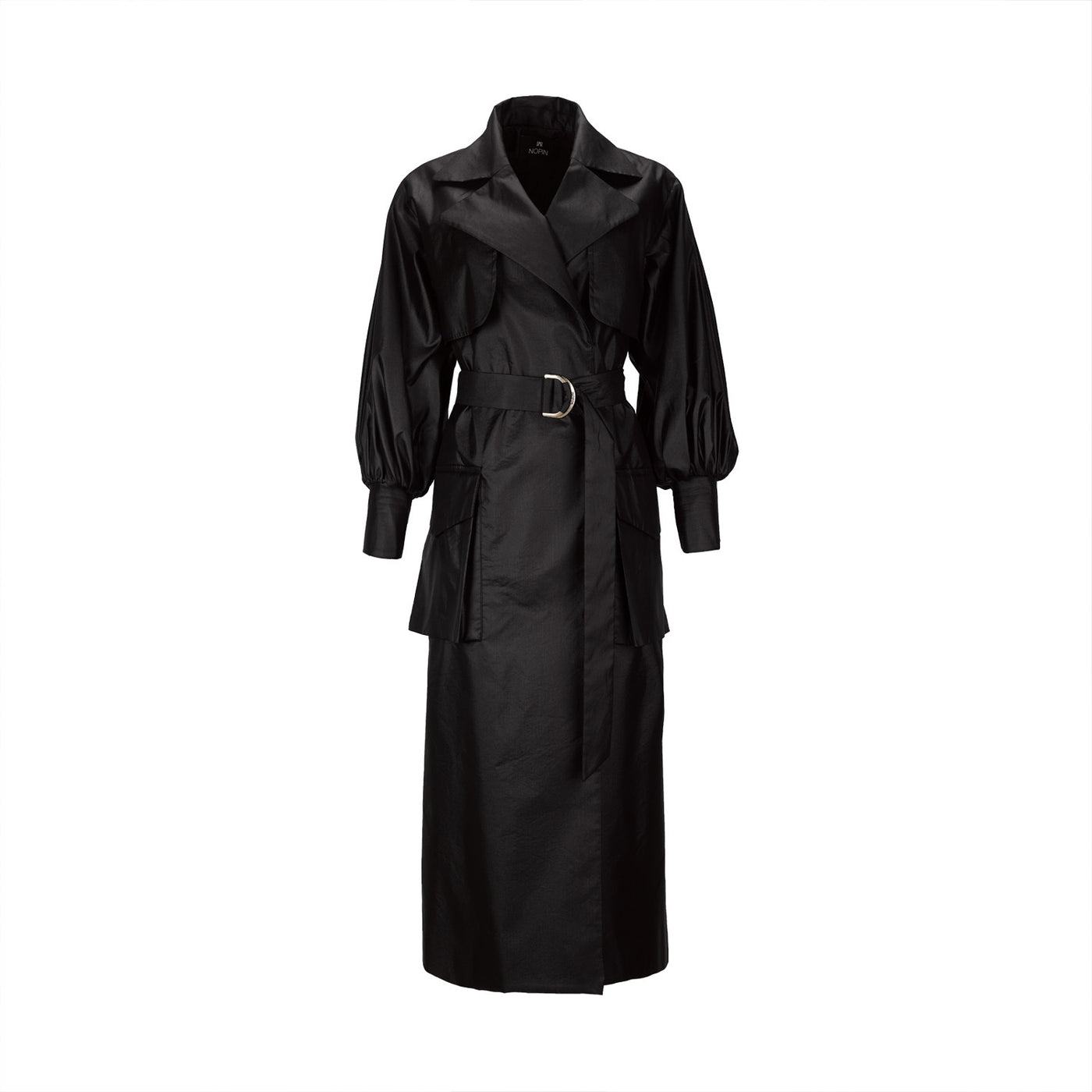 Black Oversized Trench Coat with Belt