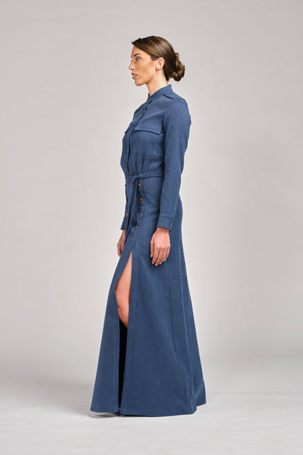 Women's denim hemp maxi dress