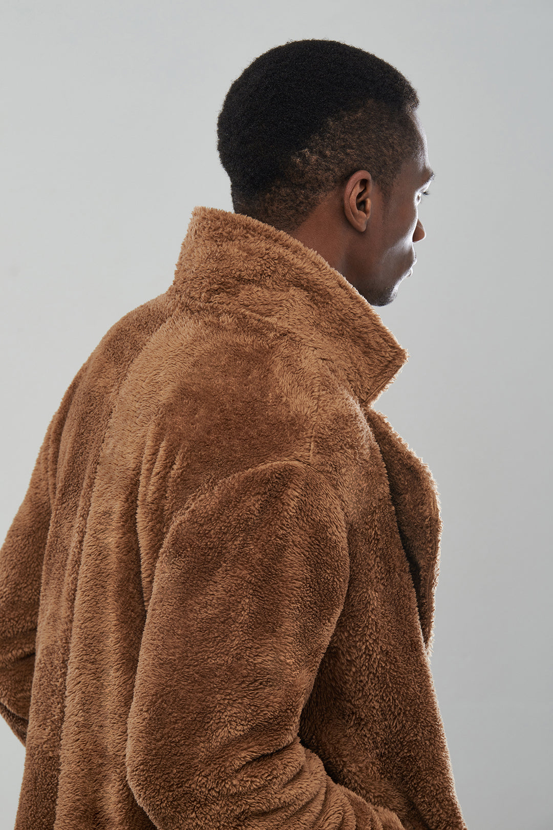 Long camel teddy coat top