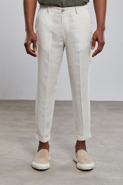 Carrot Fit Chino %100 Linen Pants