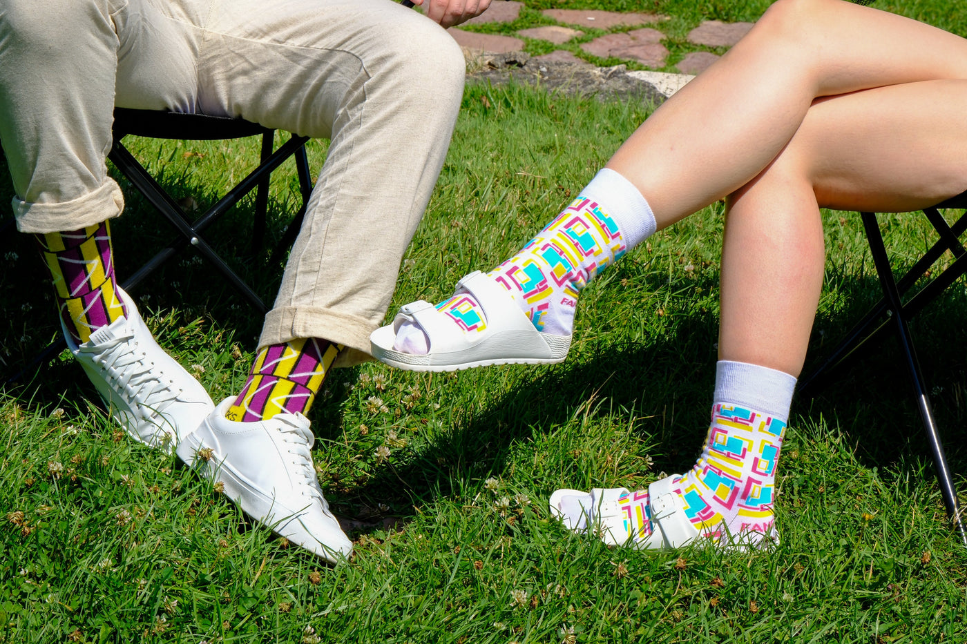 2 Pack Purple and White Geometric Socks