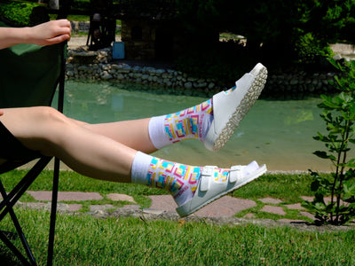 2 Pack Green and White Geometric Socks