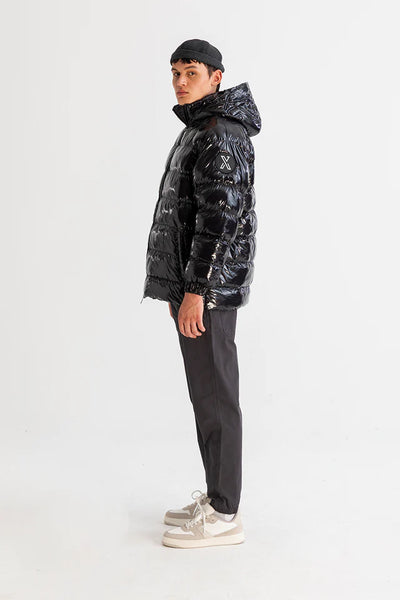 Downsized Men's - Black Hooded Puffer Jacket