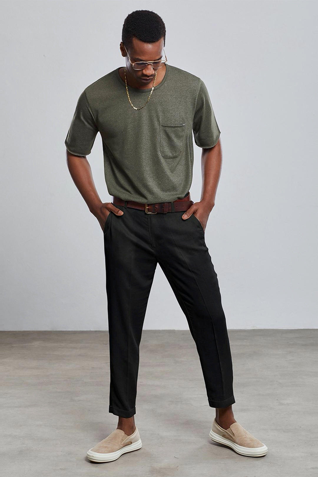 Black Carrot Fit Chino % 100 Linen Pant