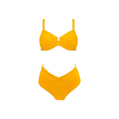 Mustard yellow women's high waist bikini set