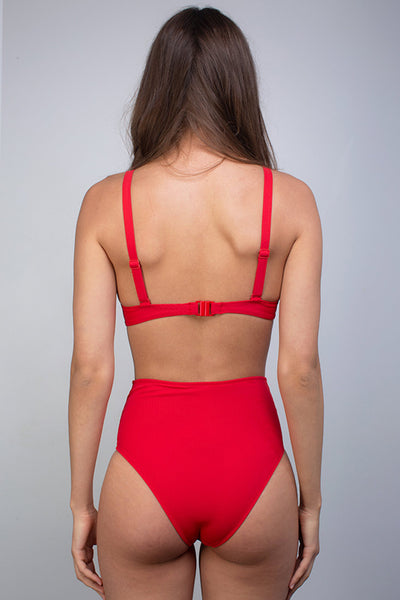 Red women's high waist bikini set