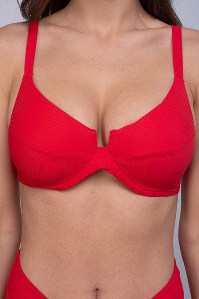 Red women's high waist bikini set