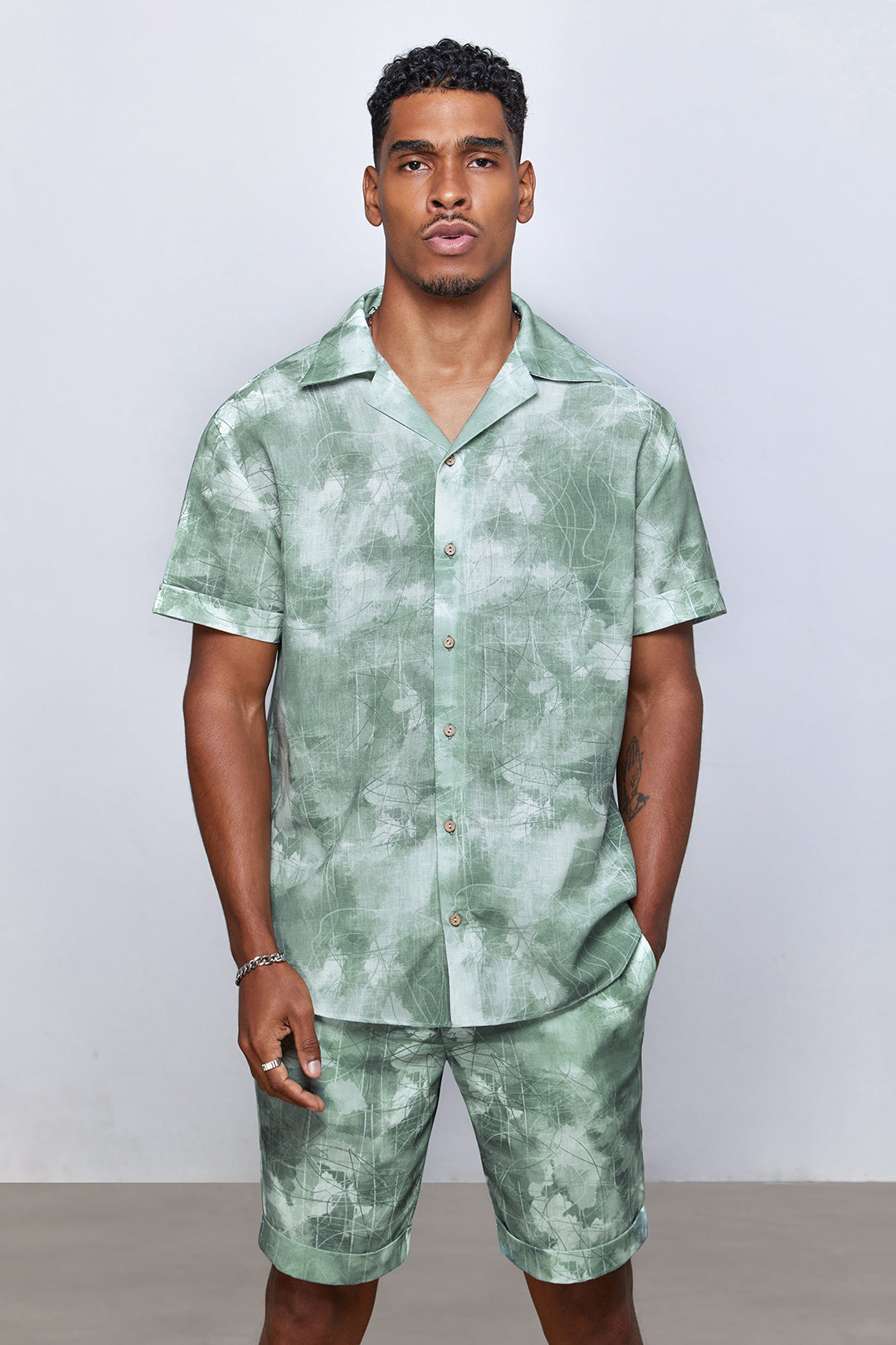 Forest %100 Linen Oversize Shirt