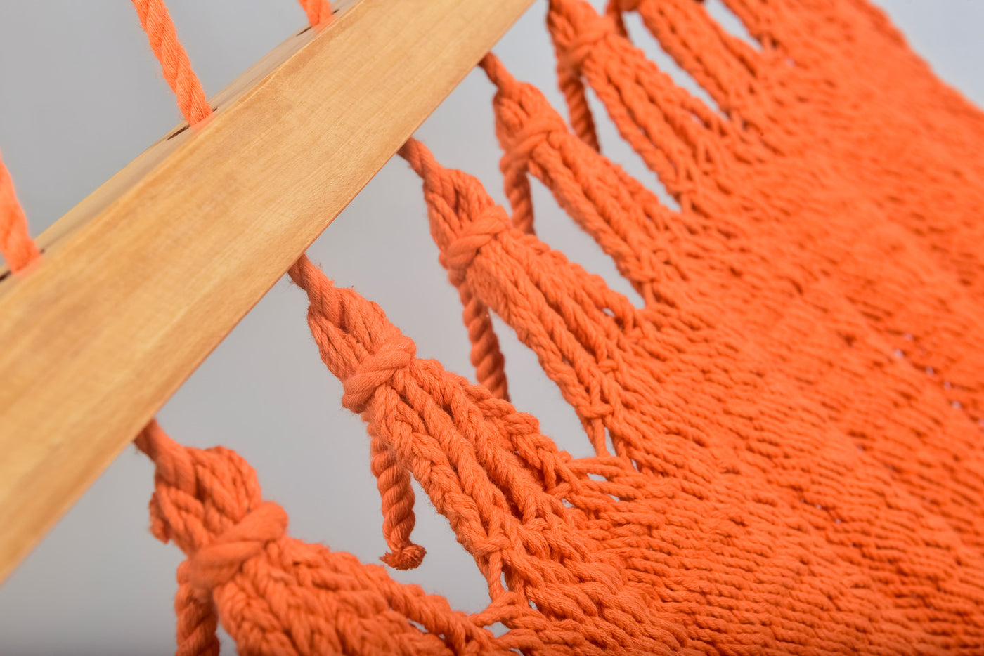 Vivid Orange Cotton Hammock (Wooden Bar)