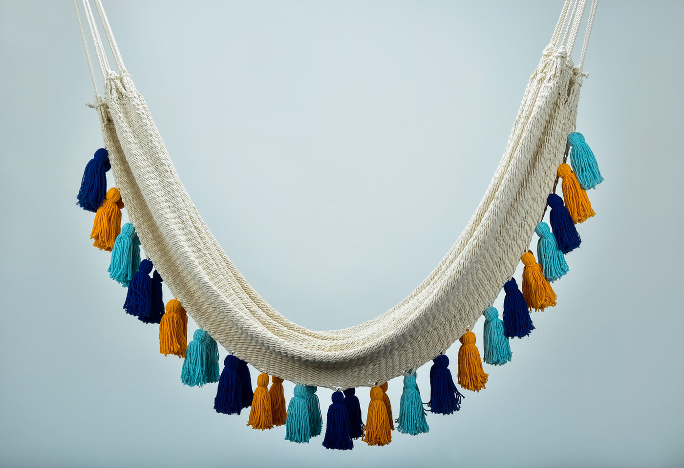 Deluxe Natural Cotton Hammock with Hue Inspired Tassels