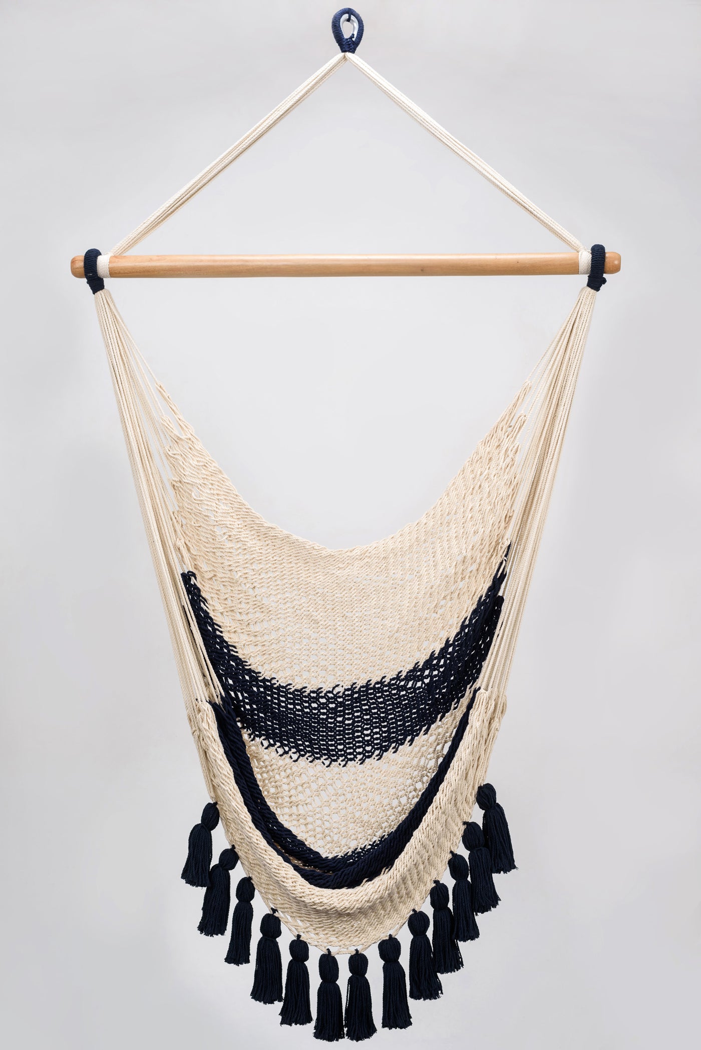 Colonial Navy Blue Cotton Hammock Swing with Tassels