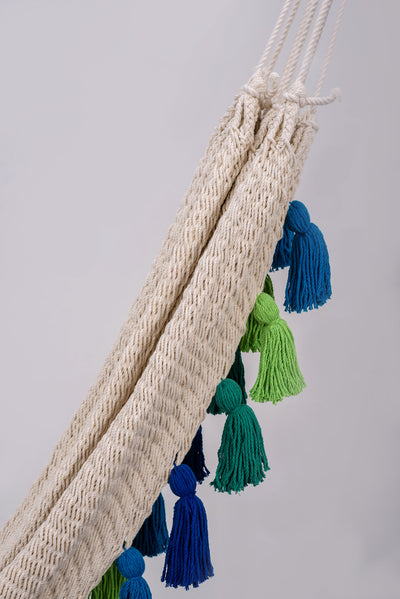 Deluxe Natural Cotton Hammock with Rainforest Inspired Tassels