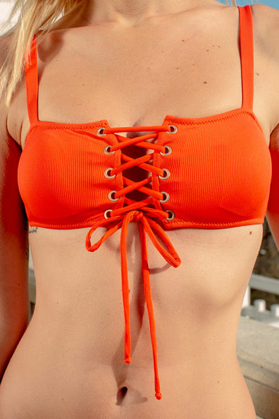 Orange laced women's bikini set