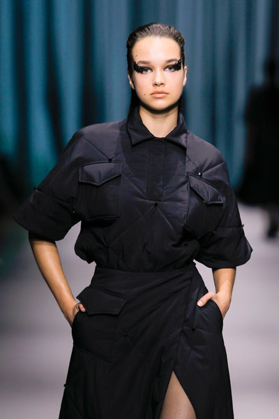 Black Padded Polo Shirt with Pockets