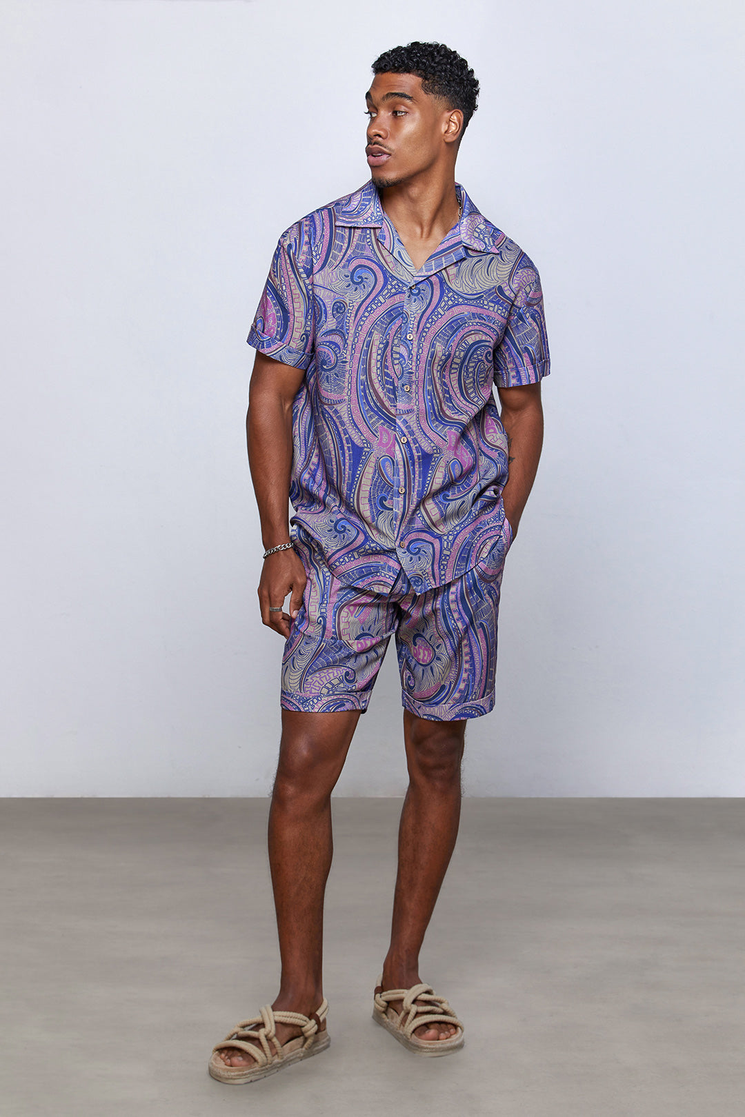 Purple Hypnosis %100 Linen Oversize Shirt