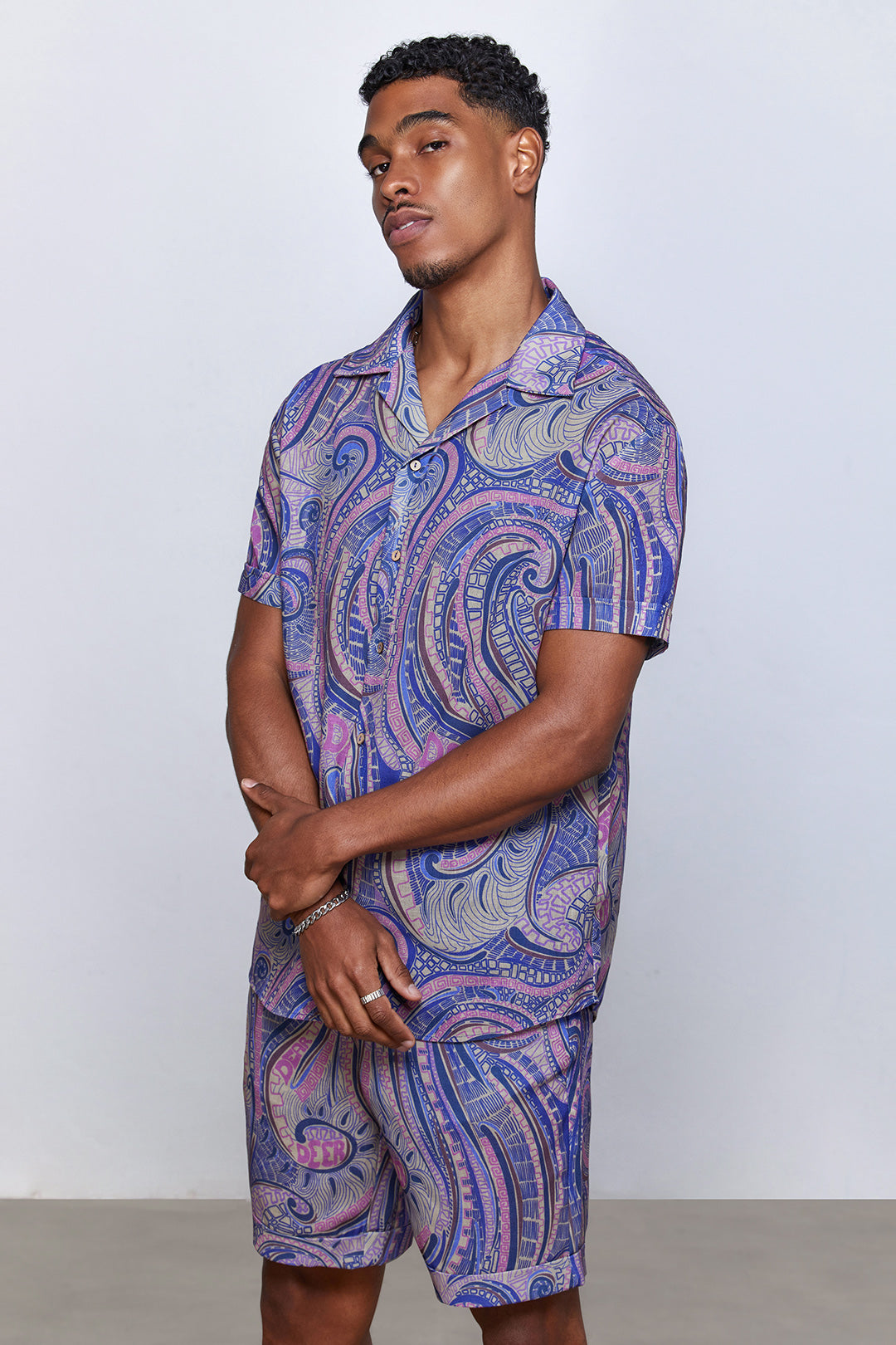 Purple Hypnosis %100 Linen Oversize Shirt