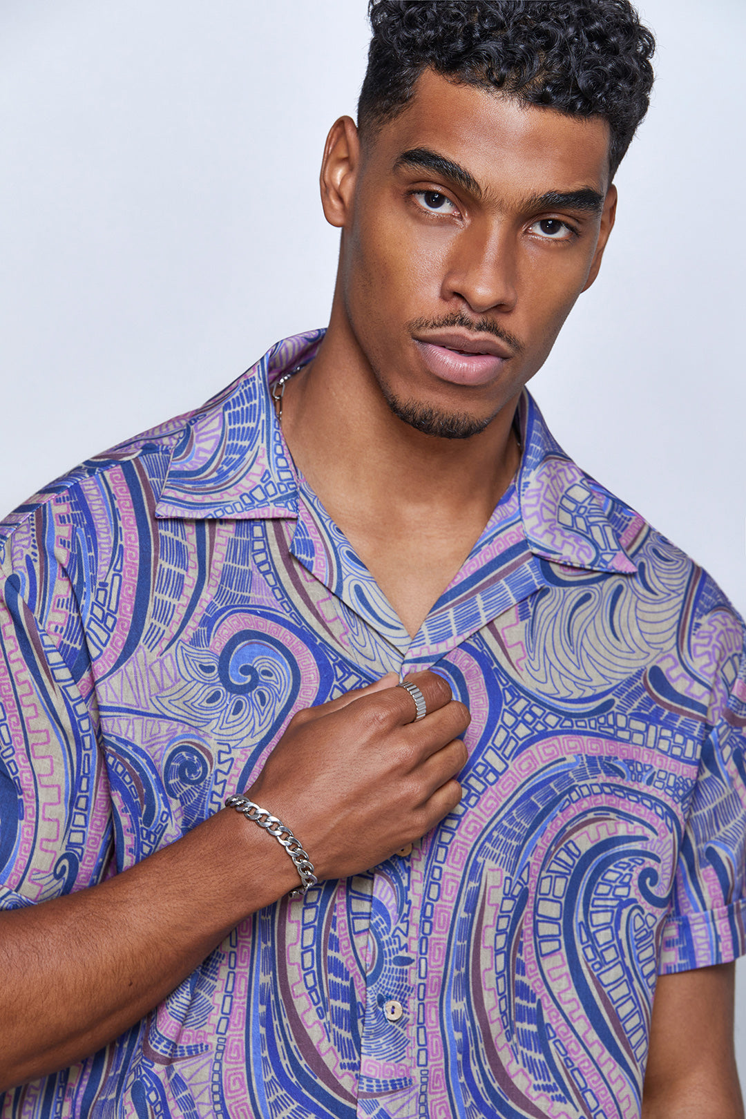 Purple Hypnosis %100 Linen Oversize Shirt